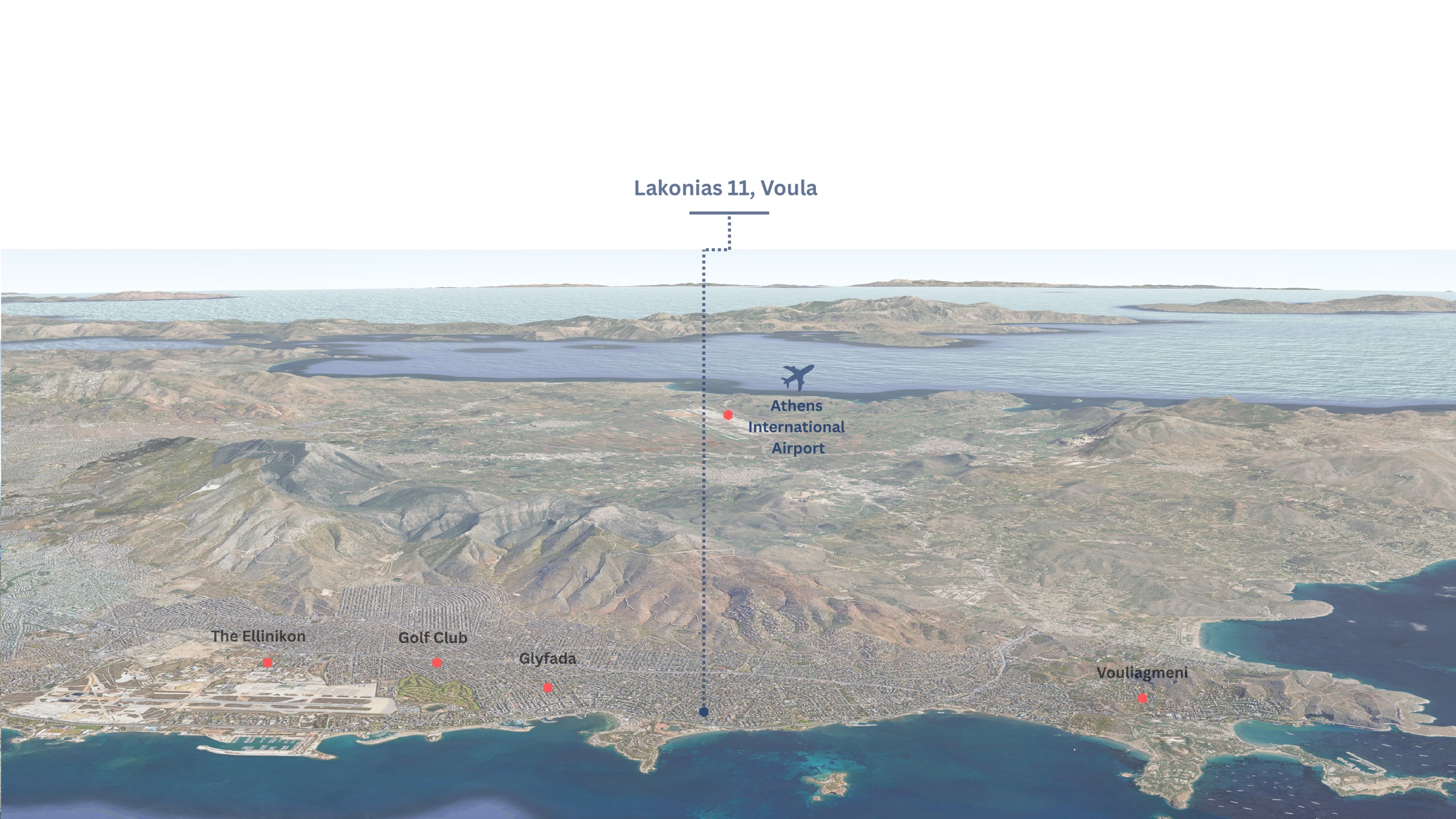 Map showing Lakonias 11 in Voula between Glyfada and Vouliagmeni